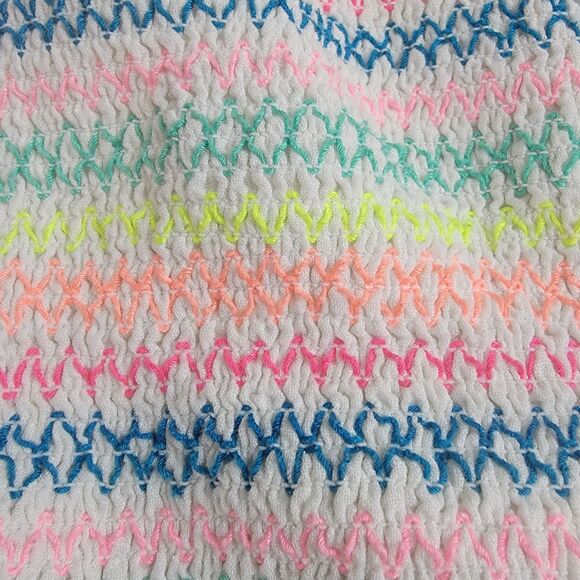 Vineyard Vines Flutter Sleeve Smocked Midi Dress Tiered Rainbow Linen Size XL - Picture 4 of 12